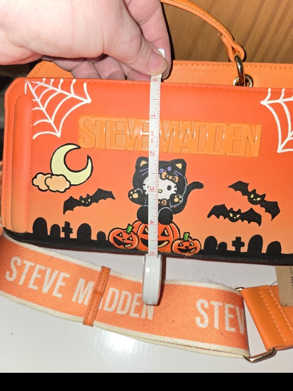 Hand Painted Steve Madden Orange Halloween Graphic Crossbody
